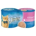 ( 2 Pack ) 9Lives Wet Kitten Food, Meaty Paté With Real Ocean Whitefish & Tuna, 4 Ct - 5.5 Ounce Cans