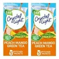 Crystal Light Peach Mango Green Tea Sugar Free Drink Mix Singles, Caffeine Free, 10 ct On-the-Go Packets, Pack of 2