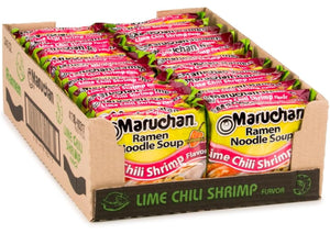 (24 Packs) Maruchan Lime Chili Shrimp Ramen Noodles, 3 oz Packaged