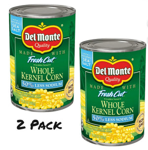 ( 2 Pack ) Del Monte Whole Kernel Corn, Less Sodium, 15.25 oz Cans
